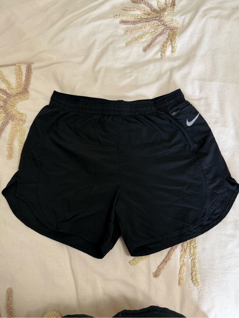 Nike Black Athletic Running Shorts with Reflective Swoosh